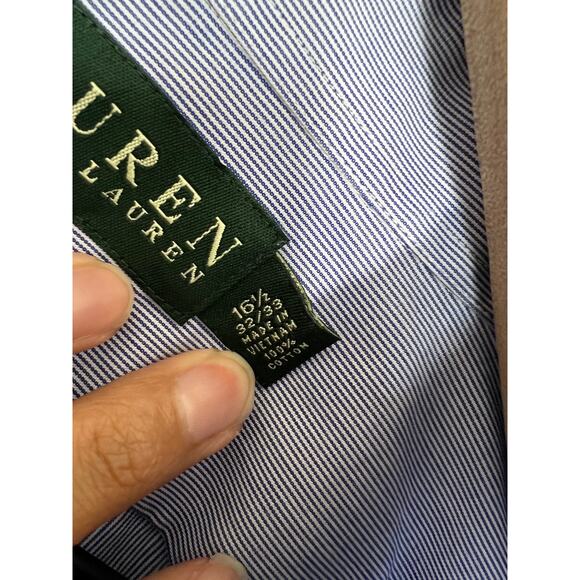Lauren Ralph Lauren Blue White Non-Iron Dress Shirt Men’s XL 16.5 32/33 - Picture 2 of 5